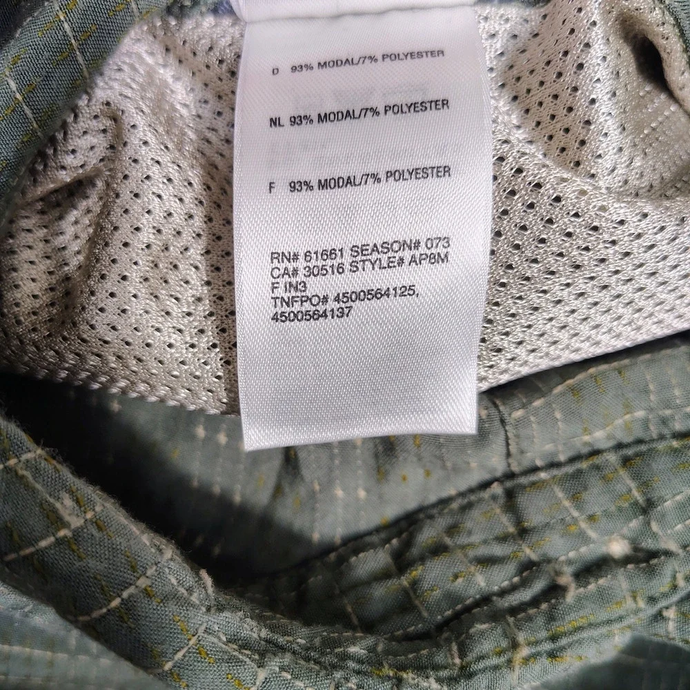 The North Face Button Down Mens XL Green Utility Grid Modal Polyester Shirt